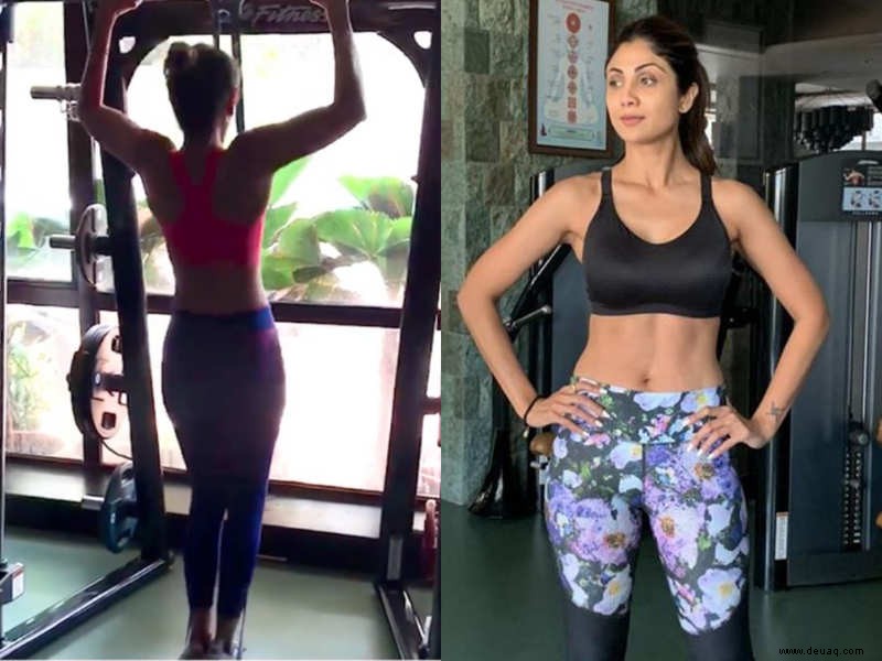 Shilpa Shetty Kundra demonstriert eine neue Form des Klimmzugs, die den Rücken stärkt 