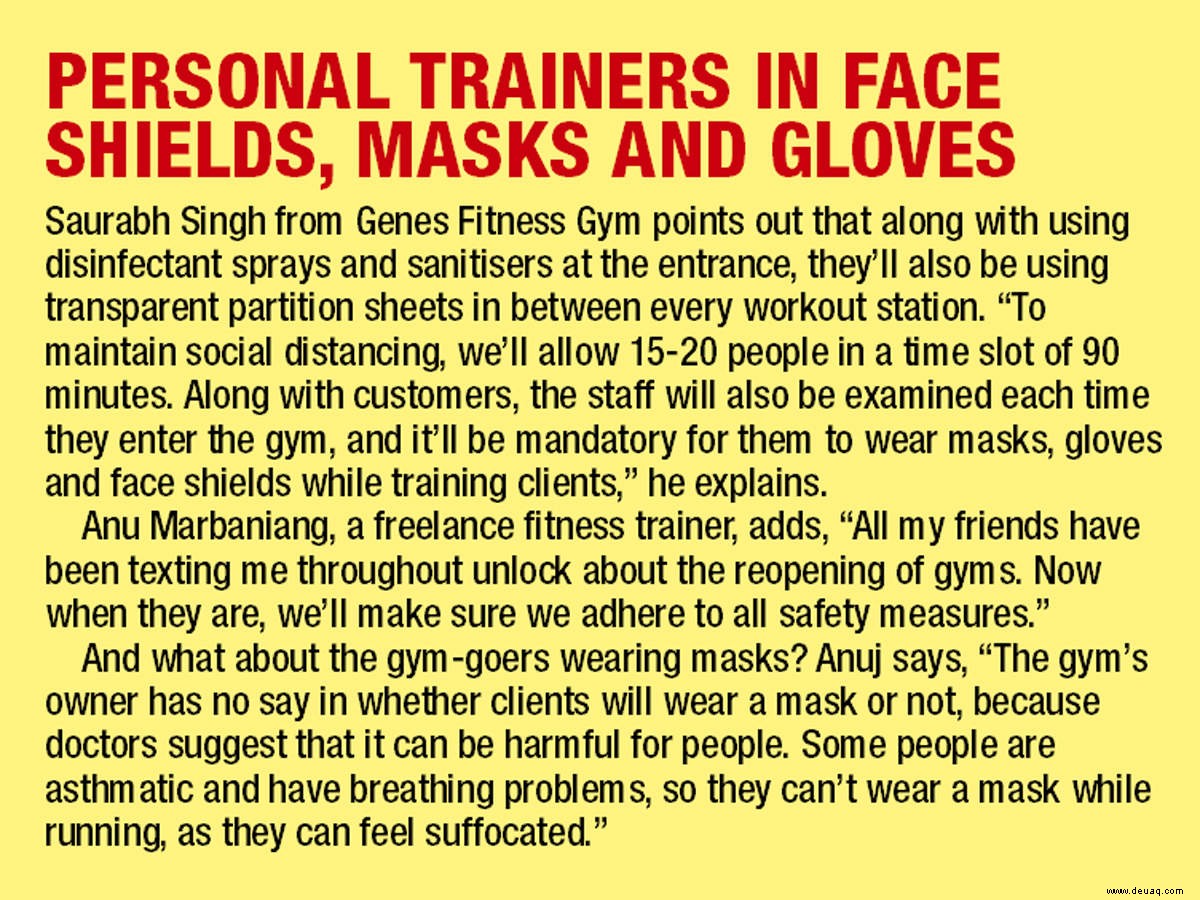 Abstand zwischen den Geräten, Trainer mit Masken, kein Körperkontakt:Fitnessstudios bereiten sich auf die Wiedereröffnung mit allen Vorsichtsmaßnahmen in Unlock 3.0 vor 