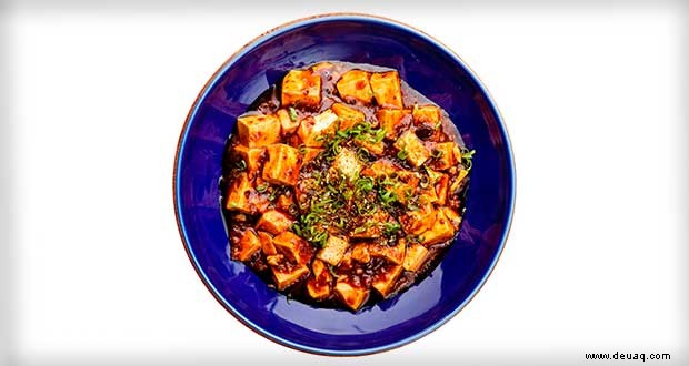 Rezept für Mapo-Tofu mit Frühlingszwiebeln und schwarzen Bohnen 