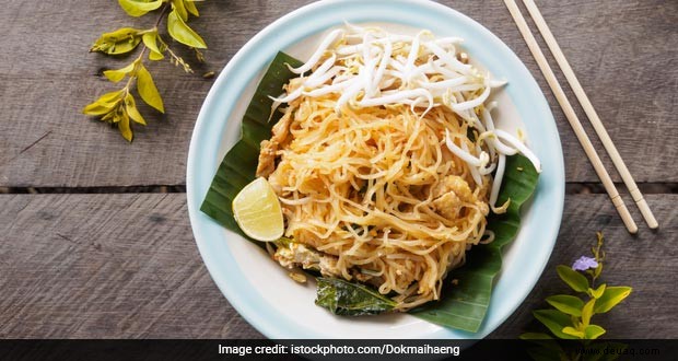 Rezept für Pad Thai (gebratene Nudeln). 