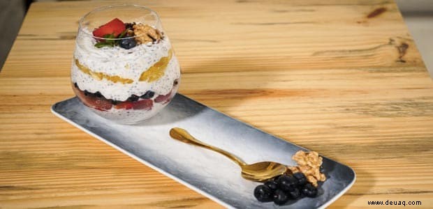 Rezept für Parfait aus Joghurt, Amaranth und Chiasamen mit Früchten 