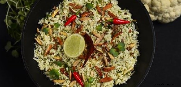 Rezept für Reissalat mit Mandeln und Blumenkohl 