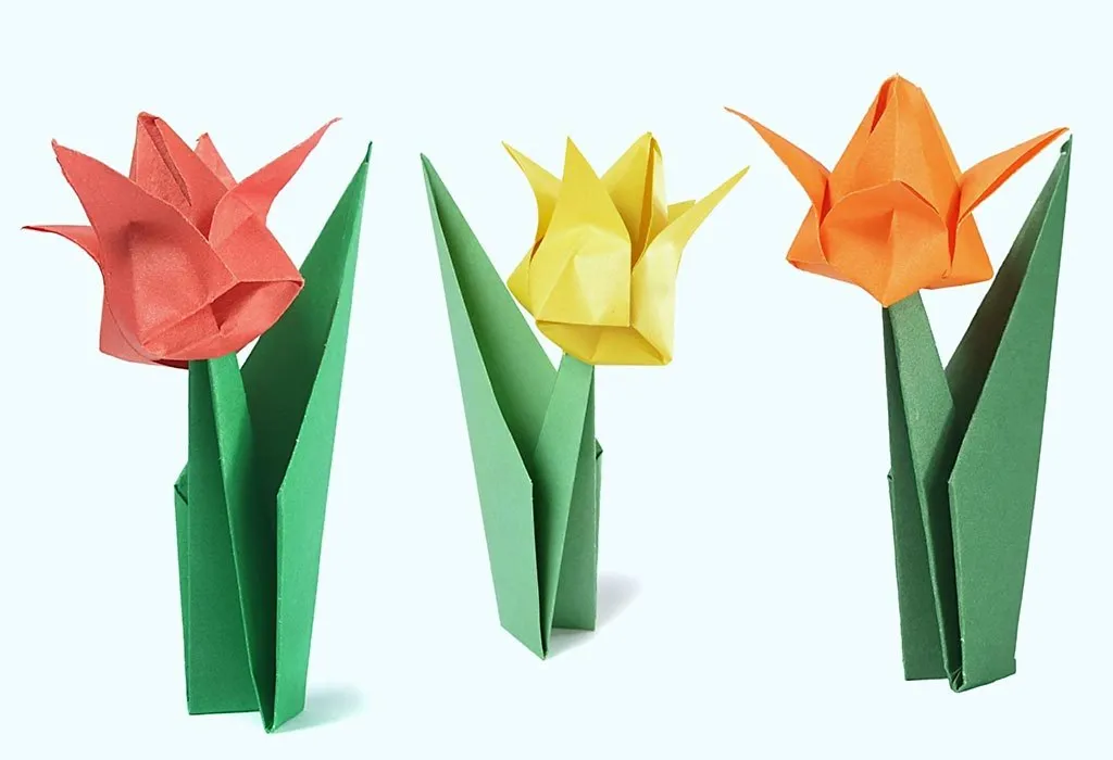 Einfache Origami-Blumen-Ideen für Kinder 