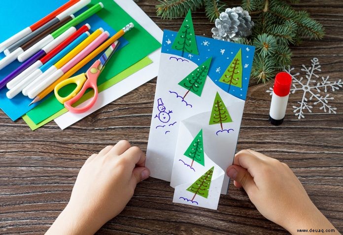 17 einfach zu machende Ideen für Weihnachtskarten für Kinder 