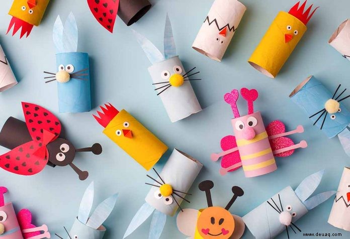11 kreative und lustige Basteln mit Toilettenpapierrollen für Kinder 