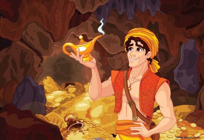 Die berühmte Geschichte von Aladdin und die Wunderlampe für Kinder 