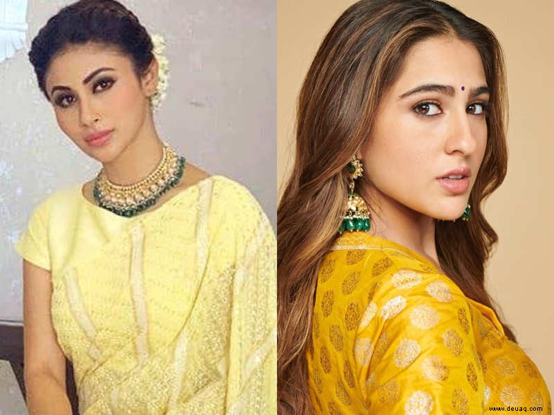 Kleiden Sie sich am sechsten Tag von Navratri in Gelb wie Mouni Roy und Sara Ali Khan 