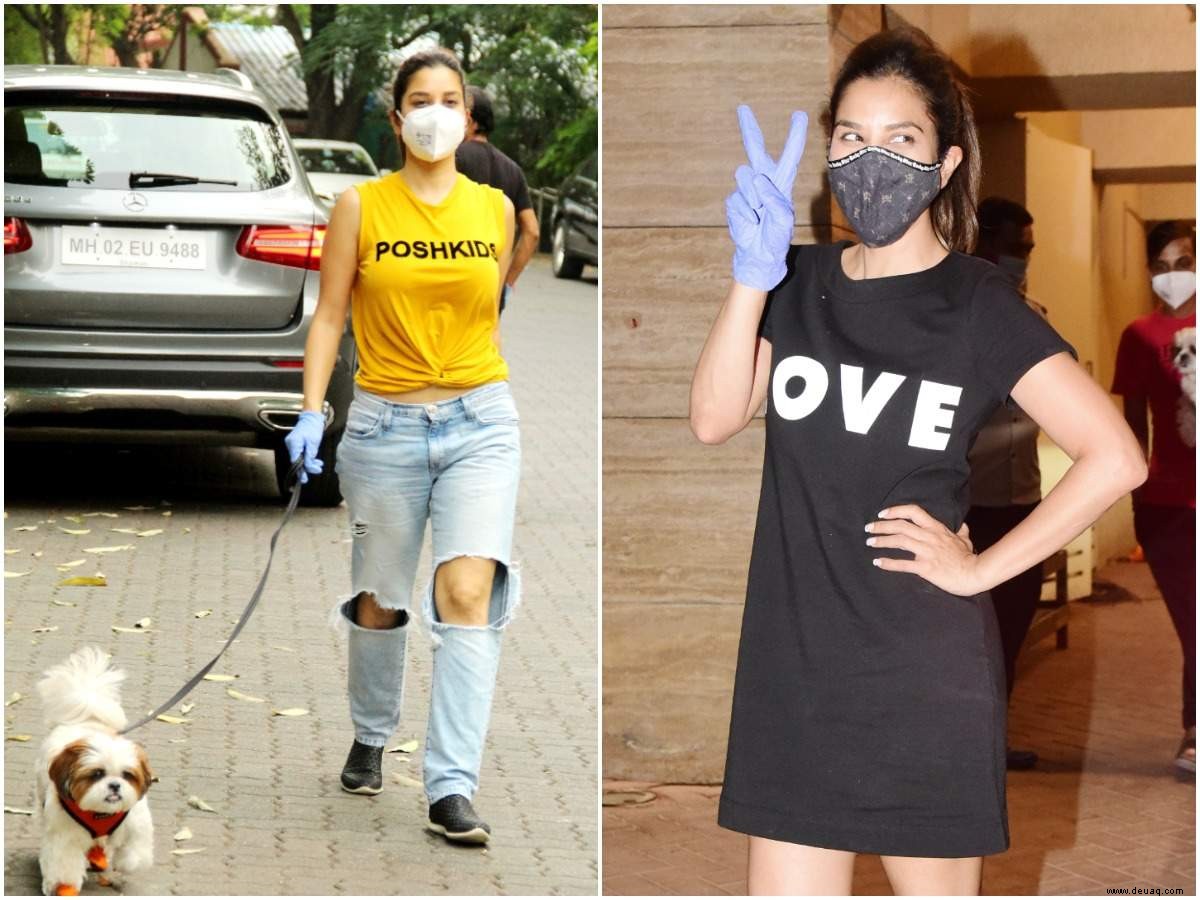 Rhea Chakraborty und andere Bollywood-Stars mit T-Shirt-Botschaften 