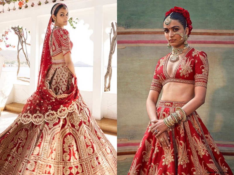 Mode-Eskapismus:Beste rote Lehengas zum Lesezeichen für Ihre Hochzeit 