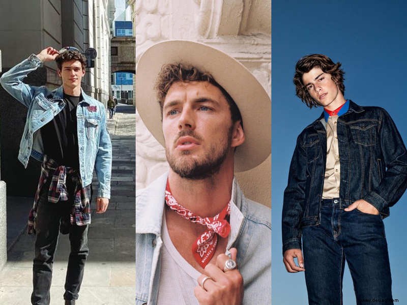 5 führende männliche Models zeigen, wie man Jeansjacken stylt 