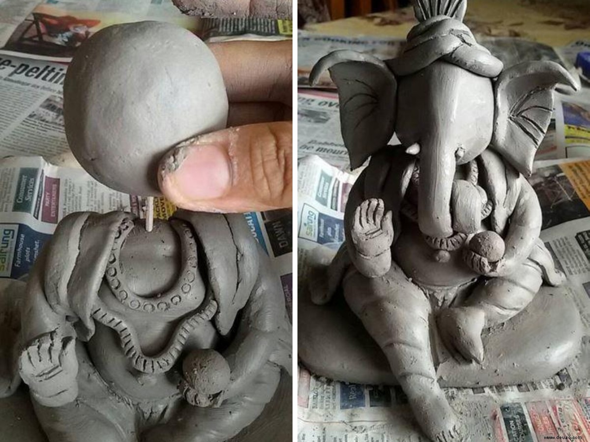 9 Schritte, um mit Ihren Kindern zu Hause ein buntes Ganpati-Idol aus Ton herzustellen 