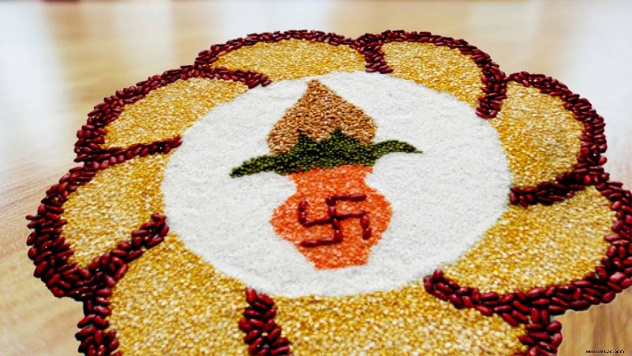 Diwali-Rangoli-Designs:Machen Sie an diesem Diwali 2021 Rangoli mit Hülsenfrüchten 