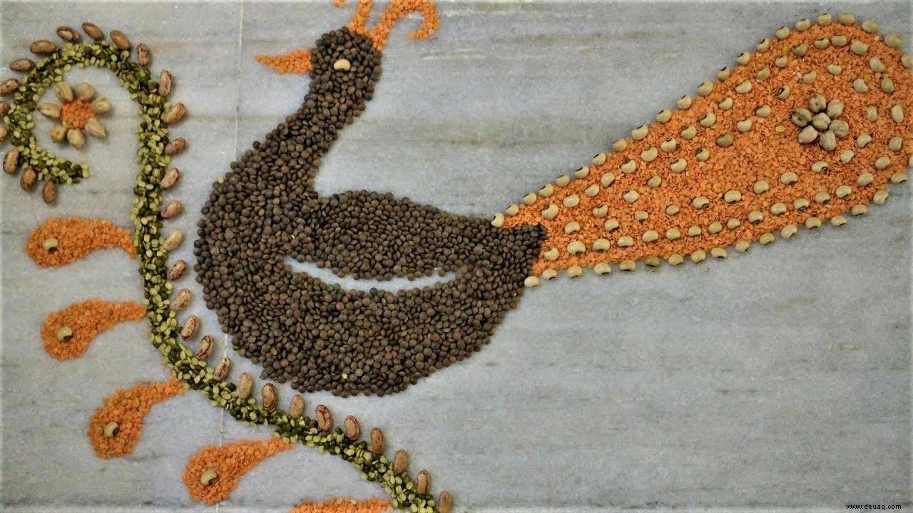 Diwali-Rangoli-Designs:Machen Sie an diesem Diwali 2021 Rangoli mit Hülsenfrüchten 