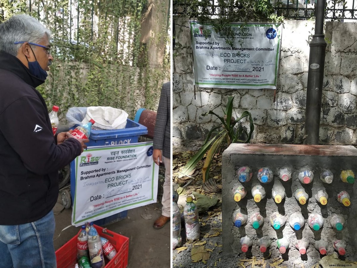 Plastiktüten, Snackverpackungen, Glitzerpapier:Recycling von Müll zu Ökobricks 