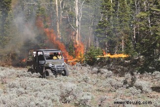 Wildfire-Wissenschaft:Computermodelle, Drohnen und Laserscanning helfen dabei, die Flammen zu schüren und weitreichende Verwüstungen zu verhindern 