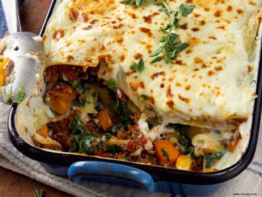 Quorn-, Kürbis- und Spinat-Lasagne 