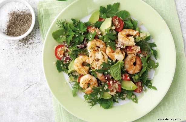 Gegrillte Garnelen und Avocado-Salat 