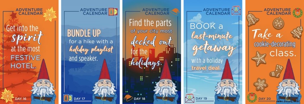 Lassen Sie sich mit dem 25-tägigen Ferien-Abenteuerkalender von Travelocity täglich Freude bereiten 