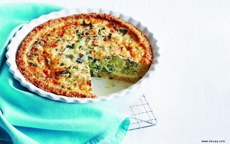 Quiche mit Brokkoli, Grünkohl und Cheddar 