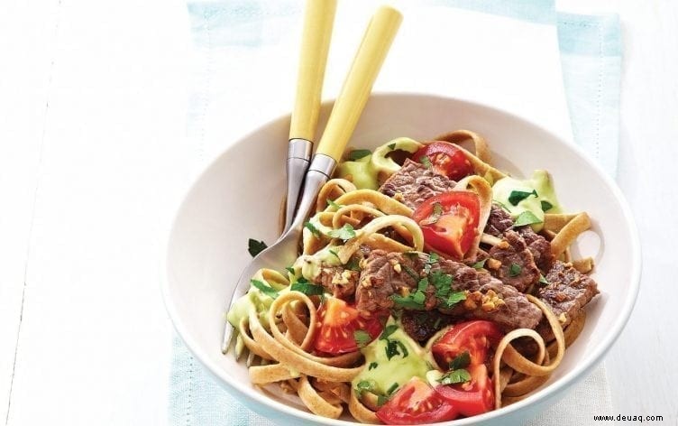 Fettucine mit Steak &Avocado-Sauce 