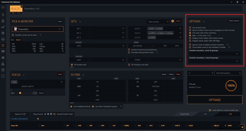 Wie verwende ich den Summoners War Rune Optimizer? 