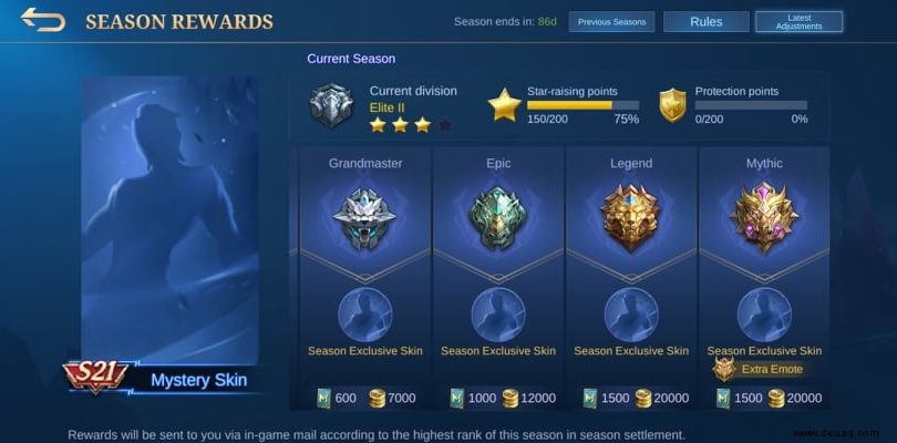 Mobile Legends Rangsystem:Wie es funktioniert und Belohnungen 
