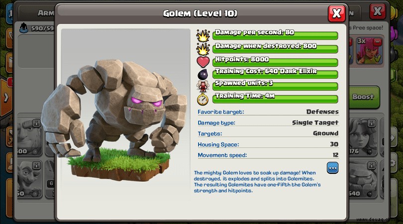 Golem Clash of Clans:Der detaillierte Truppenführer 