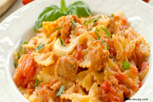 Rezept für Farfalle-Nudeln mit gerösteten Tomaten 