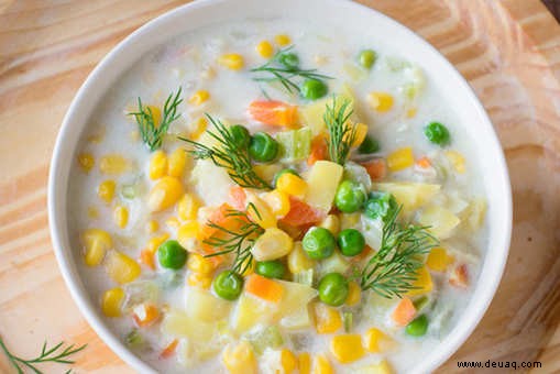 Rezept für mexikanische Mais- und Erbsensuppe 