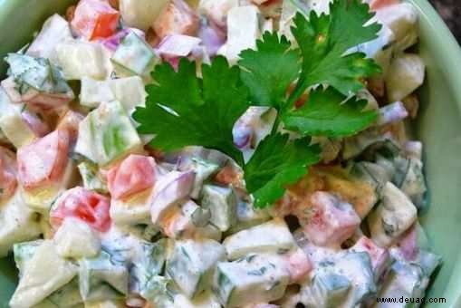 Rezept für Salat mit gemischtem Gemüse und Hung Quark 