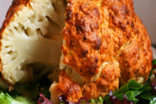 Rezept für ganzen gerösteten Blumenkohl mit Senf und Parmesan 