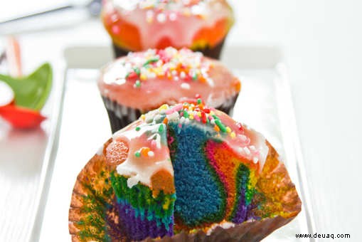 Rezept für Regenbogen-Cupcakes 