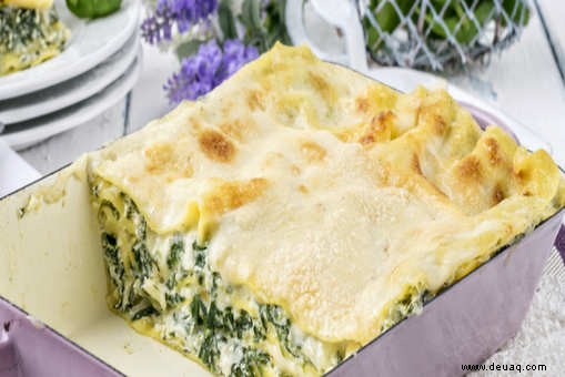 Rezept für Pilz-Spinat-Lasagne 