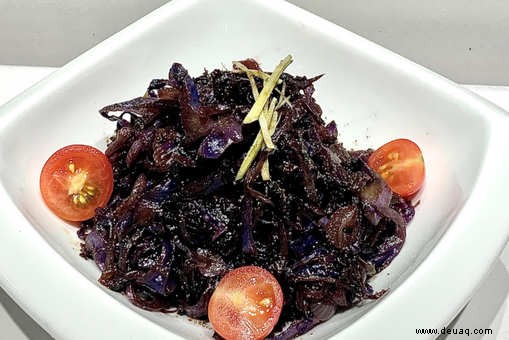 Rezept für klebrig gewürzten Rotkohl 