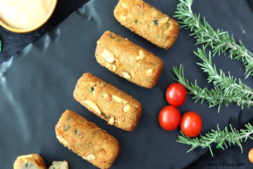 Rezept für Kartoffelkroketten mit Haselnusskruste 