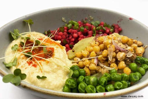 Süßkartoffel mit weißen Kichererbsen mit Hummus Rezept 