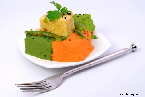 Dreifarbiges Dhokla-Rezept 