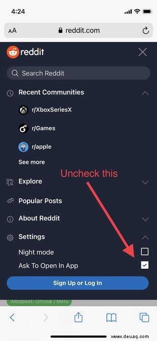 Heute habe ich gelernt, dass Sie Reddits widerliches App-Installations-Popup mit einem einfachen Kontrollkästchen deaktivieren können 