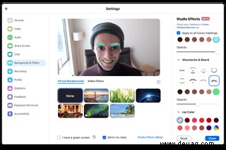 Zoom fügt Gesichtseffekte hinzu, damit Sie bei Besprechungen am verrücktesten aussehen können 