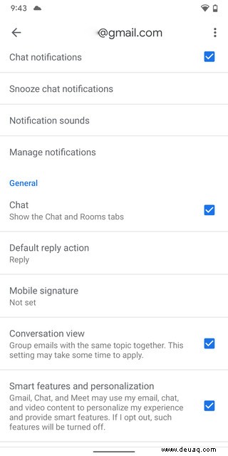 So werden Sie diese lästigen Chat- und Chatrooms-Tabs in mobilem Gmail los 