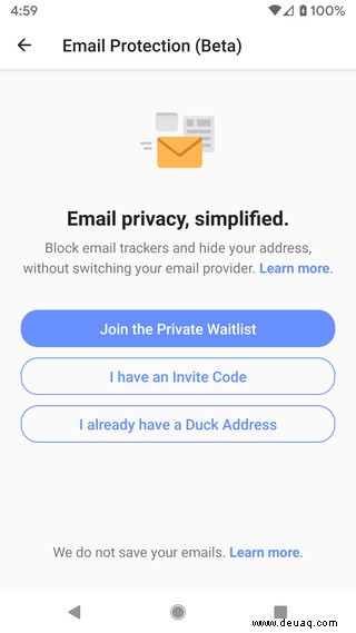 So verwenden Sie die E-Mail-Schutz-App von DuckDuckGo 