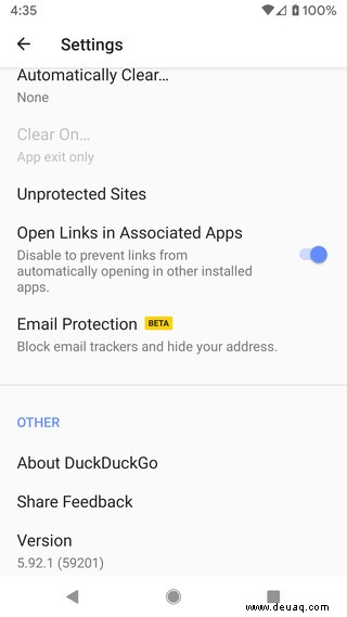 So verwenden Sie die E-Mail-Schutz-App von DuckDuckGo 