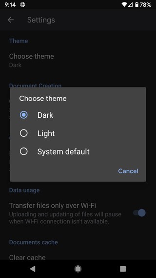So aktivieren Sie den Dunkelmodus von Android für Google Docs, Sheets und Slides 
