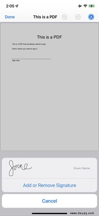 So erstellen Sie eine Signatur für PDF-Dokumente auf einem iPhone 