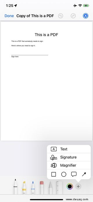 So erstellen Sie eine Signatur für PDF-Dokumente auf einem iPhone 