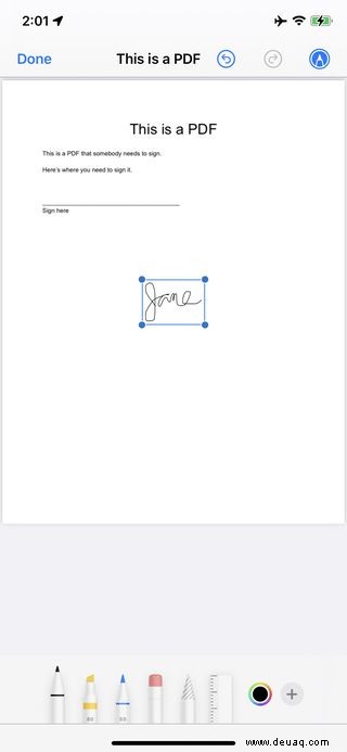 So erstellen Sie eine Signatur für PDF-Dokumente auf einem iPhone 