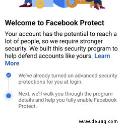 So aktivieren Sie Facebook Protect 