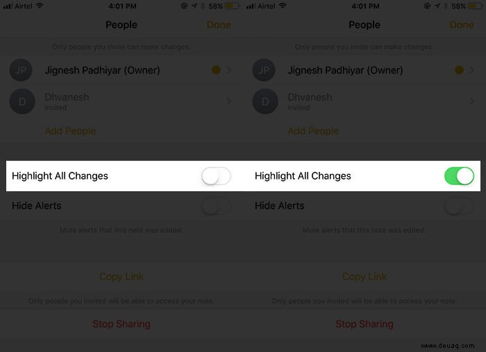 Alle Änderungen in freigegebenen Notizen in iOS 11 auf dem iPhone automatisch hervorheben [Anleitung] 