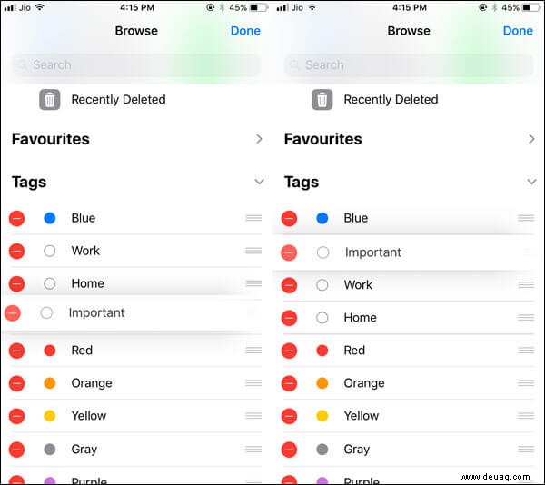 So passen Sie Tags in der Datei-App in iOS 11 auf dem iPhone an 