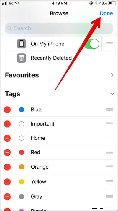 So passen Sie Tags in der Datei-App in iOS 11 auf dem iPhone an 